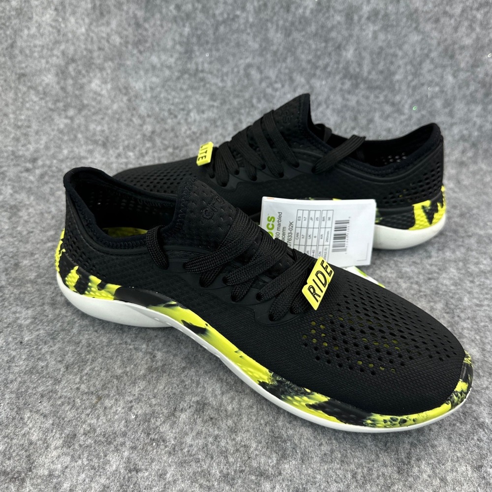 Crocs LiteRide 360 Marbled Pacer Mens 7 Womens 9 Black Citrus Sneaker 207633-02K - Picture 6 of 13